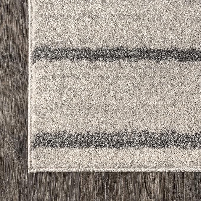 JONATHAN Y Williamsburg Minimalist Stripe Cream/Gray Indoor Area Rug, 3x5, Contemporary, Modern, Easy-Cleaning for Living Room, Bedroom, Kitchen, Pet Friendly, Non-Shedding (MOH201A-3)