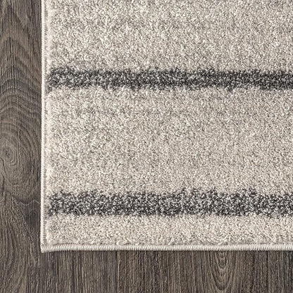 JONATHAN Y Williamsburg Minimalist Stripe Cream/Gray Indoor Area Rug, 4x6, Contemporary, Modern, Easy-Cleaning for Living Room, Bedroom, Kitchen, Pet Friendly, Non-Shedding (MOH201A-4)