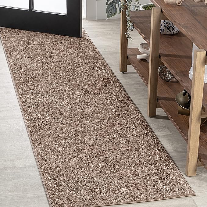 JONATHAN Y Haze Solid Low-Pile Brown Runner Rug 2x8, Coastal,Bohemian,Minimalist,Classic, Easy-Cleaning for Living Room,Bedroom,Kitchen,Pet Friendly,Non-Shedding (SEU100J-28)