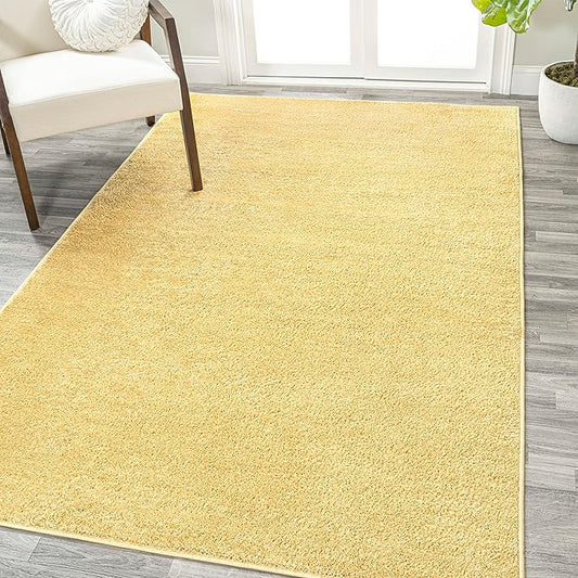 Eyely UES100B-6 Supersoft Haze Solid Low-Pile Indoor Area Rug, Coastal, Bohemian, Minimalist, Classic, Casual for Bedroom,Kitchen,Living Room,Non Shedding,Easy-Washing, Yellow, 6 X 9