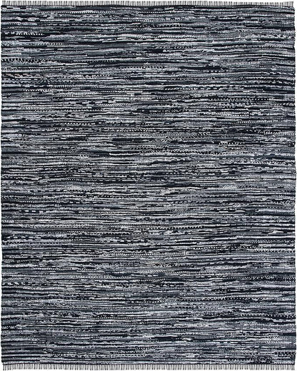SAFAVIEH Rag Rug Collection Area Rug - 6' x 9', Black, Handmade Boho Stripe Cotton, Ideal for High Traffic Areas in Living Room, Bedroom (RAR121Z)
