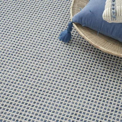 Nourison Home Courtyard Ivory Blue 9' x 12' Area Rug - Easy Clean, Non Shedding, Bed Room, Living Room, Dining Room, Kitchen (9' x 12')