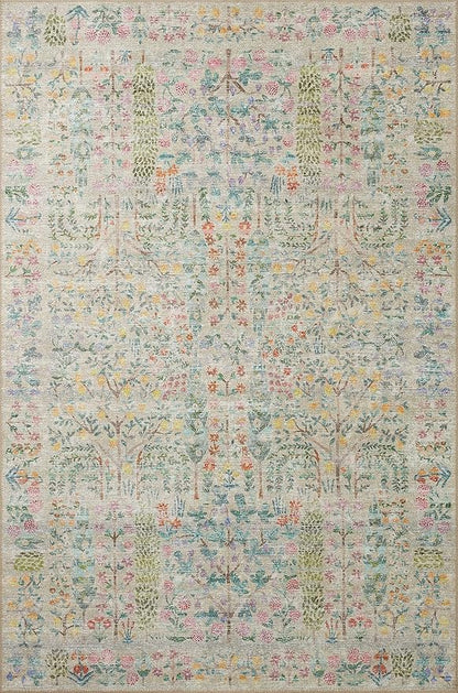 Loloi Rifle Paper Co. Maison Collection MAO-07 Khaki 5'-0" x 5'-0" Round, .19" Pile Height, Accent Rug
