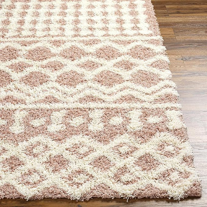 Livabliss Hapsburg Moroccan Shag Area Rug,6'7" x 9'6",Dusty Pink