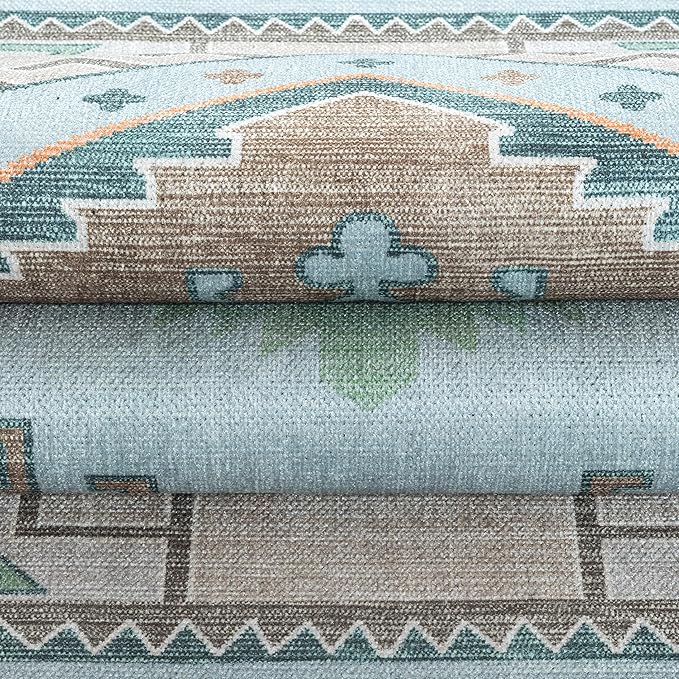 Fame Living Washable Area Rug. Modern Farmhouse. Vintage. Turkish. Bohemian. Distressed. Oriental. Traditional. Rugs for Living Room. Dining. Bedroom. Office. Entryway. Foyer. (856GG, 5'9" x 8'9")