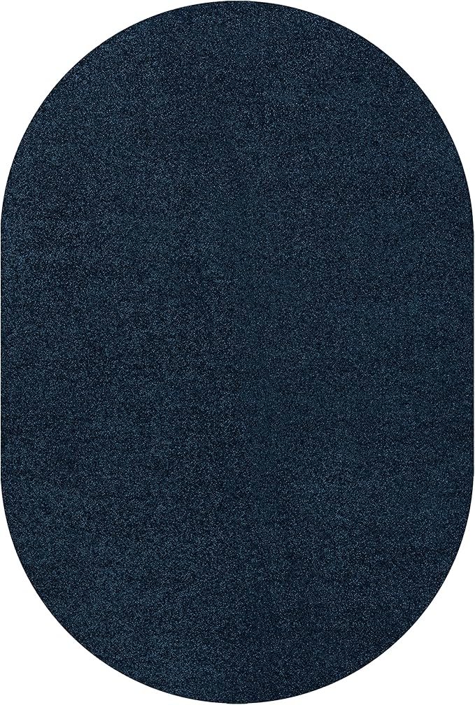Eyely UES100C-5OV Supersoft Haze Solid Low-Pile Indoor Area Rug, Coastal, Bohemian, Minimalist, Classic, Casual for Bedroom,Kitchen,Living Room,Non Shedding,Easy-Washing, Blue, 5 X 8 Oval