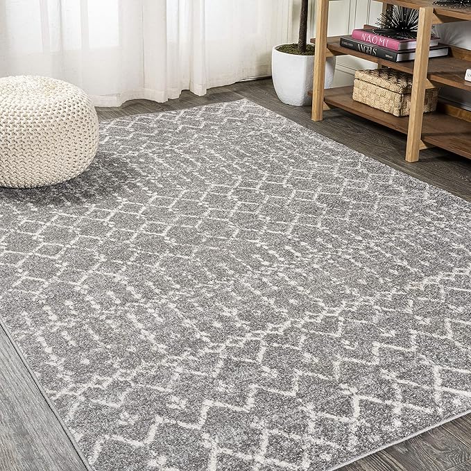 JONATHAN Y Boho Vintage Diamond Gray/Ivory Indoor Area Rug 9X12 ft, Moroccan Hype for Living Room, Bedroom, Kitchen, Office, Easy-Cleaning, High Traffic, Pet-Friendly, Non-Shedding (MOH101C-9)