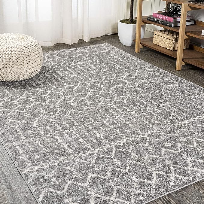 JONATHAN Y Boho Vintage Diamond Gray/Ivory Indoor Area Rug 10X14 ft, Moroccan Hype for Living Room, Bedroom, Kitchen, Office, Easy-Cleaning, High Traffic, Pet-Friendly, Non-Shedding (MOH101C-14)