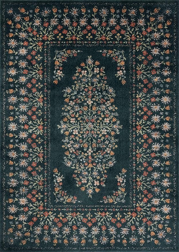 Loloi Rifle Paper Co. Laurel Collection LAU-02 Navy 5'-3" x 7'-8" Area Rug