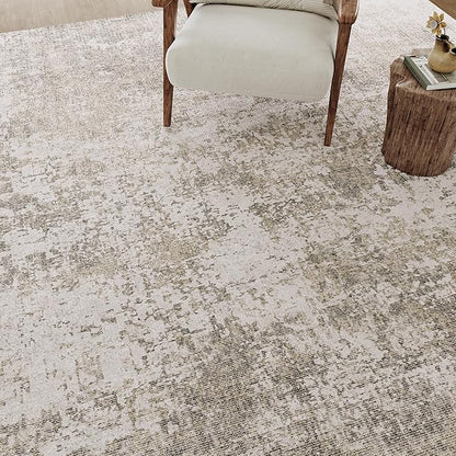 Modern Abstract Beige Gray Area Rug 2x6 Hallway Runner Machine Washable Carpet Bathroom Kitchen Indoor Accent Throw Low Pile Non Slip Distressed Laundry Living Dining Room Bedroom Office