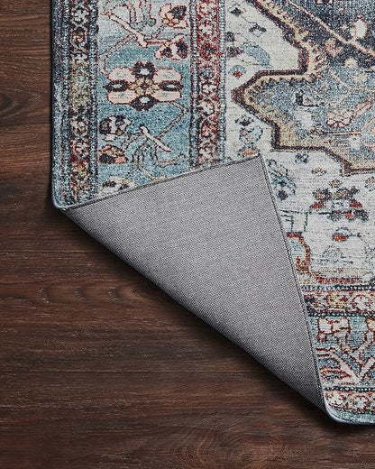 Loloi Margot Collection MAT-05 Ocean/Brick 2'-0" x 5'-0" Accent Rug feat. CloudPile, No-Shed Easy Clean Large Patterned Area Rug for Living Room, Bedroom, Dining Area