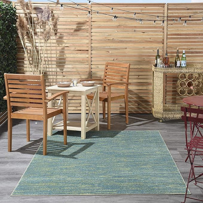 Nourison Home Nourison Essentials Blue Green 6' x 9' Area Rug - Easy Clean, Non Shedding, Bed Room, Living Room, Dining Room, Kitchen (6' x 9')
