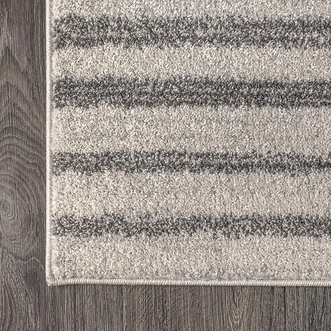 JONATHAN Y Lyla Offset Stripe Gray/Cream Indoor Area Rug, 8x10, Contemporary, Modern, Easy-Cleaning for Living Room, Bedroom, Kitchen, Pet Friendly, Non-Shedding (MOH204A-8)