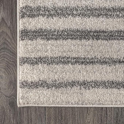 JONATHAN Y Lyla Offset Stripe Gray/Cream Indoor Area Rug, 3x5, Contemporary, Modern, Easy-Cleaning for Living Room, Bedroom, Kitchen, Pet Friendly, Non-Shedding (MOH204A-3)