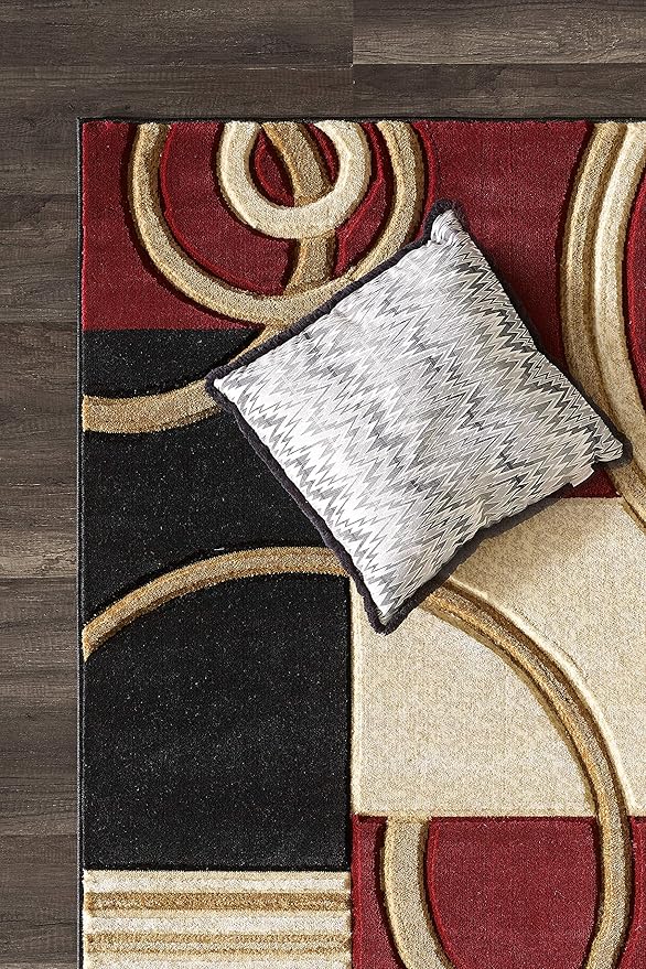 GLORY RUGS Area Rug Modern 2x7 Dark Red Soft Hand Carved Contemporary Floor Carpet with Premium Fluffy Texture for Indoor Living Dining Room and Bedroom Area