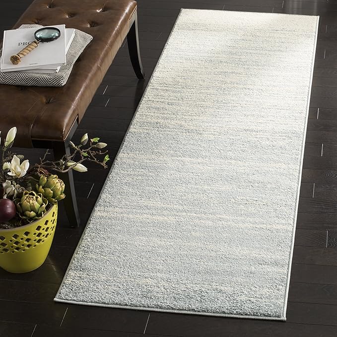 SAFAVIEH Adirondack Collection Runner Rug - 2'6" x 10', Slate & Cream, Modern Ombre Design, Non Shedding & Easy to Clean, Ideal for Hallway, Foyer, Kitchen, Entryway, Bedroom (ADR113T)
