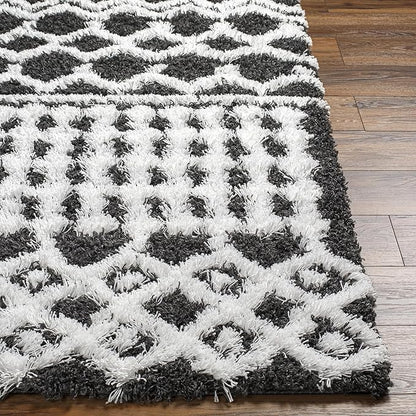 Livabliss Hapsburg Moroccan Shag Area Rug,6'7" x 9'6",Black/White