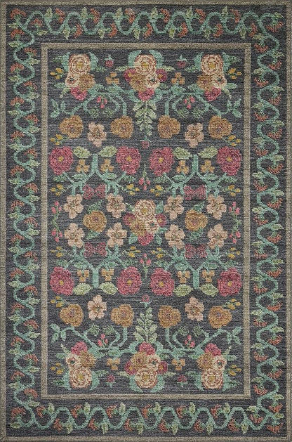 Loloi Rifle Paper Co. Rosa Collection RSA-01 Black 7'-6" x 9'-6" Area Rug