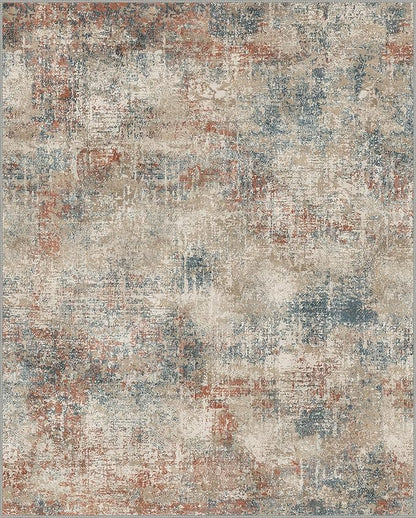 GENIMO Washable Area Rugs for Living Room, 8x10 Modern Non Slip Rugs, Low Pile Lightweight Soft Print Rug for Bedroom, Dining Room, Home Office, Multi