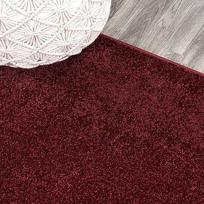 Eyely UES100Q-9SQ Supersoft Haze Solid Low-Pile Indoor Area Rug, Coastal, Bohemian, Minimalist, Classic, Casual for Bedroom,Kitchen,Living Room,Non Shedding,Easy-Washing, Red, 9' Square