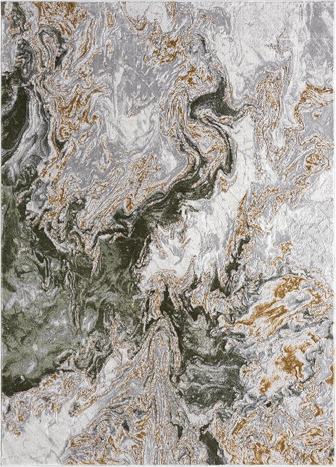 LUXE WEAVERS Marble Swirl Abstract Area Rug, Green 6x9