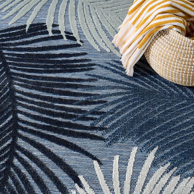 Nourison Home Suncoast Denim 7'10" x 9'10" Area Rug - Easy Clean, Non Shedding, Bed Room, Living Room, Dining Room, Kitchen (8' x 10')