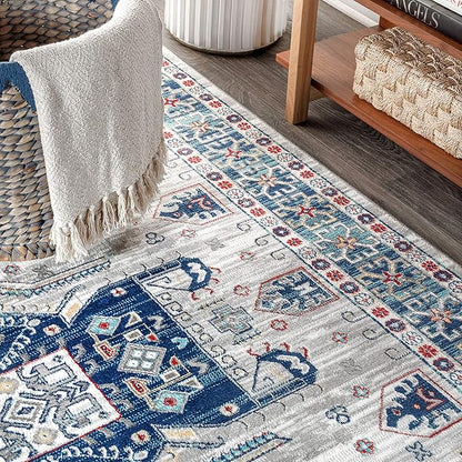 JONATHAN Y Modern Vintage Medallion Blue/Light Grey Indoor Area Rug, 5x8, Country, Floral, Easy-Cleaning for Living Room, Bedroom, Kitchen, Pet Friendly, Non-Shedding (MDP108A-5)