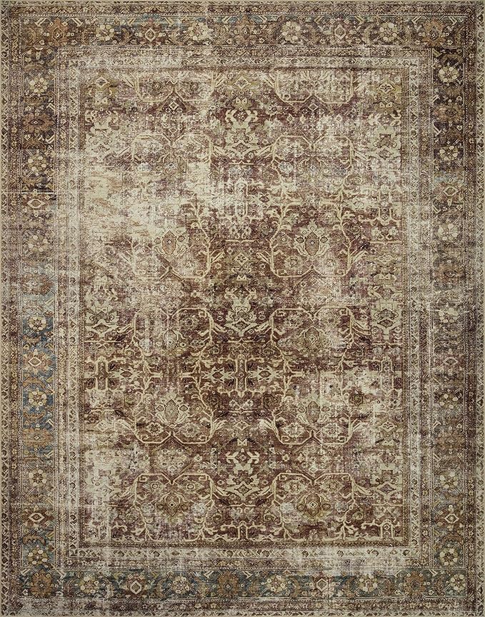 Loloi Magnolia Home by Joanna Gaines Sinclair Collection SIN-01 Rust/Lagoon 2'-0" x 5'-0", .25" Pile Height, Machine Washable, Accent Rug