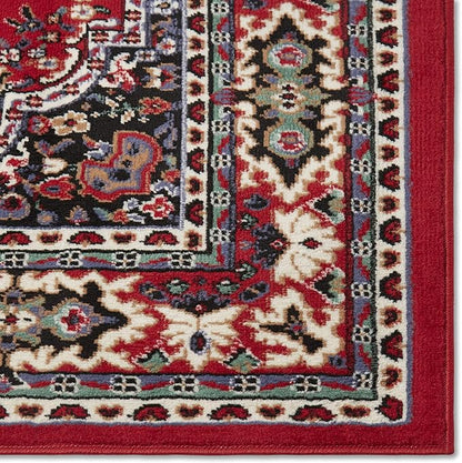 Home Dynamix Premium Sakarya Traditional Medallion Border Area Rug, Claret, 3'7"x5'2" Rectangle