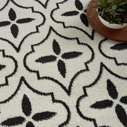 Nourison Home Nourison Essentials Ivory Black 4' x 6' Area Rug - Easy Clean, Non Shedding, Bed Room, Living Room, Dining Room, Kitchen (4' x 6')