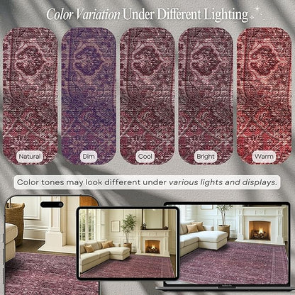 Fame Rugs Turkish Rug. Washable Vintage Oriental Antique Inspired Traditional Doormat Small Modern Area Rugs Luxury Entryway Entry Bedroom Bathroom Kitchen (395RR, 4'9 x 6'9)