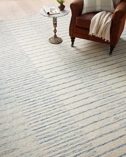 Loloi Chris Loves Julia Chris Collection CHR-01 Ivory/Denim 3'-6'' x 5'-6'', .50" Pile Height, Accent Rug