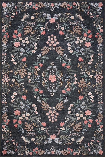 Loloi Rifle Paper Co. Maison Collection MAO-04 Tuileries Black 3'-9" x 5'-6", .19" Pile Height, Accent Rug