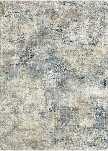 GENIMO Washable Area Rugs for Living Room, 9x12 Modern Non Slip Rugs, Low Pile Lightweight Soft Print Rug for Bedroom, Dining Room, Home Office, Blue Grey Beige