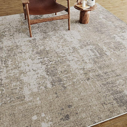 Modern Abstract Beige Gray Area Rug 3x5 Entryway Machine Washable Office Carpet Kitchen Door Mat Indoor Accent Throw Low Pile Non Slip Distressed Living Dining Laundry Room Bedroom