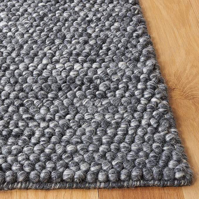 SAFAVIEH Natura Collection Runner Rug - 2'3" x 12', Dark Grey, Handmade Wool Blend, Textured Design, Ideal for Hallway, Bedroom, Foyer (NAT620H)