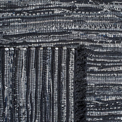 SAFAVIEH Rag Rug Collection Area Rug - 8' x 10', Black, Handmade Boho Stripe Cotton, Ideal for High Traffic Areas in Living Room, Bedroom (RAR121Z)