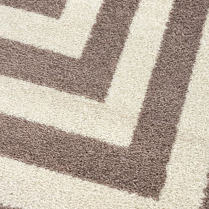 Abani Contemporary Beige & Ivory 7'9" x 10'2" Area Rug, Contrasting Geometric Modern Stripe Symmetrical Living Room Carpet Rugs