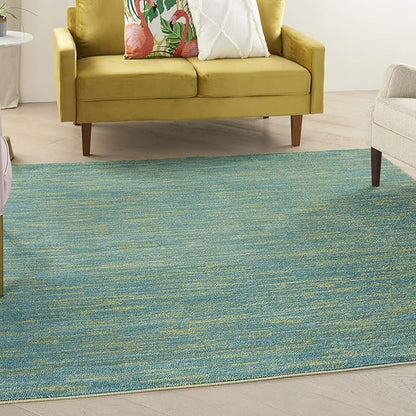Nourison Home Nourison Essentials Blue Green 5' x Square Area Rug - Easy Clean, Non Shedding, Bed Room, Living Room, Dining Room, Kitchen (5' x Square)