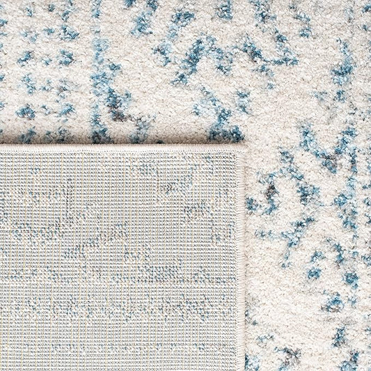 SAFAVIEH Tulum Collection Area Rug - 12' Square, Ivory & Turquoise, Moroccan Boho Tribal Design, Non-Shedding & Easy to Clean, Ideal for Living Room, Bedroom, Dining Space (TUL272E)