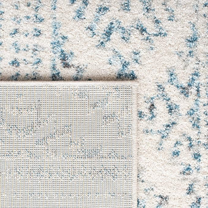 SAFAVIEH Tulum Collection Runner Rug - 2' x 19', Ivory & Turquoise, Moroccan Boho Tribal Design, Non-Shedding & Easy to Clean, Ideal for Living Room, Hallway, Foyer, Bedroom (TUL272E)