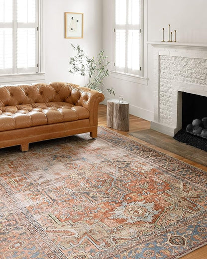 Loloi Loren Collection LQ-15 Terracotta/Sky 2'-3" x 3'-9" Accent Rug