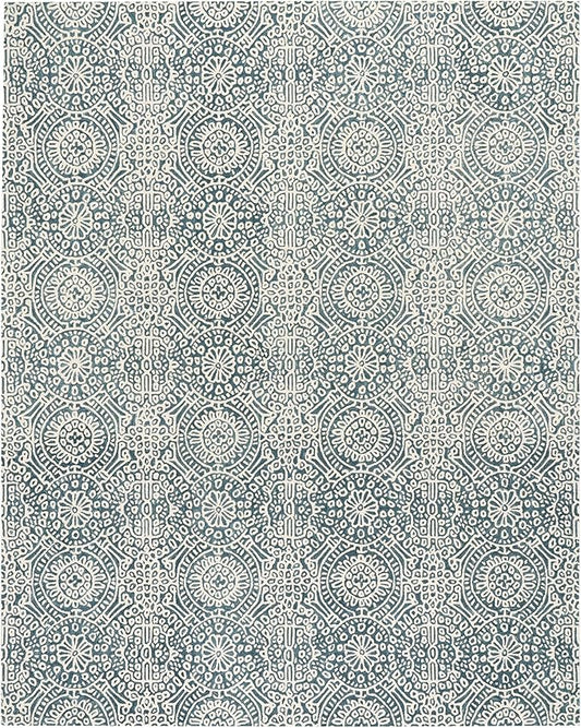 Dash and Albert Temple Wool Area Rug - 7.5 X 9.5 Ink Geometric Hand Micro Hooked Accent Rug - Durable, High Traffic Areas Hallway, Living Room, Stairs - Premium Luxury Hotel Quality Soft Breathable