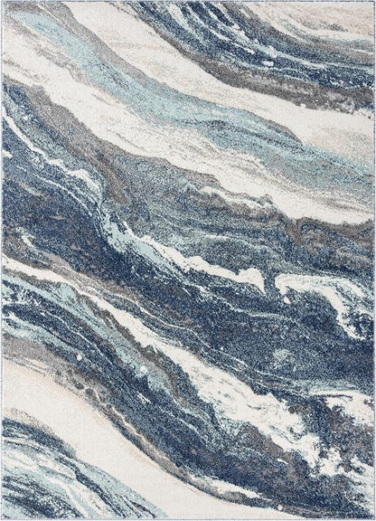 LUXE WEAVERS Lagos Collection 7983 Blue 4x5 Art Deco Area Rug