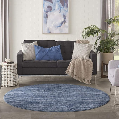 Nourison Home Nourison Essentials Navy Blue 6' x Round Area Rug - Easy Clean, Non Shedding, Bed Room, Living Room, Dining Room, Kitchen (6' x Round)