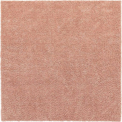 Unique Loom Davos Shag Collection Area Rug - Solid (9' 10" Square, Dusty Rose)