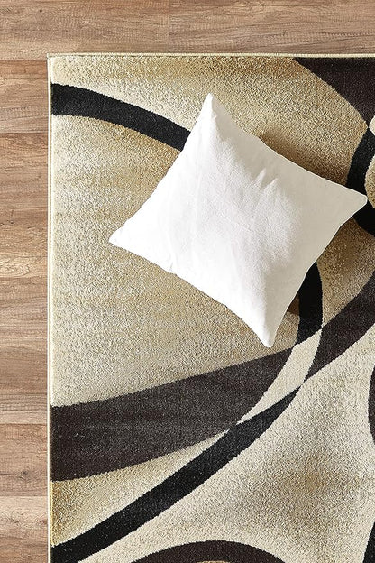 GLORY RUGS Modern Large Area Rug 8x10 Brown Swirls Carpet Bedroom Living Room Contemporary Dining Accent Sevilla Collection 4816 (8x10, Brown)