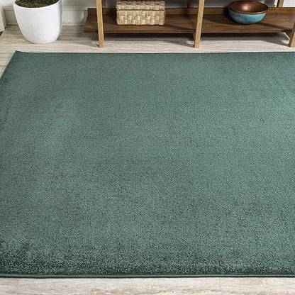 Eyely UES100L-3 Supersoft Haze Solid Low-Pile Indoor Area Rug Casual;Contemporary;Solid;Traditional, Bedroom, Kitchen, Living Room, Easy-Cleaning, Non-Shedding, 3 X 5, Emerald