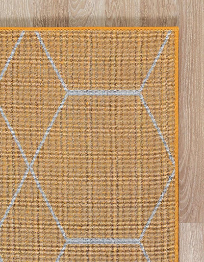 Unique Loom Trellis Frieze Collection Area Rug - Geometric (2' x 6' 1" Runner, Orange/ Ivory)