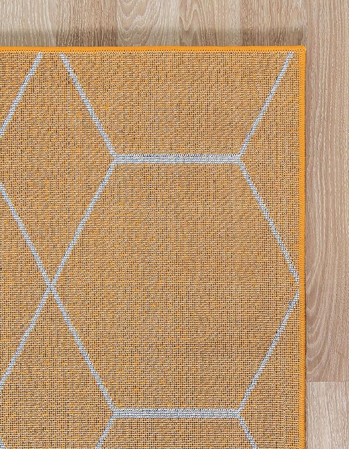 Unique Loom Trellis Frieze Collection Area Rug - Geometric (3' 3" x 5' 3", Orange/ Ivory)